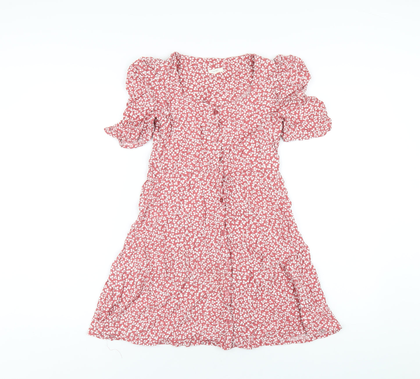 NEXT Girls Pink Geometric Vinyl A-Line Size 11 Years Scoop Neck Button