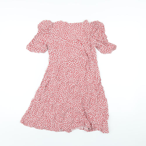 NEXT Girls Pink Geometric Vinyl A-Line Size 11 Years Scoop Neck Button