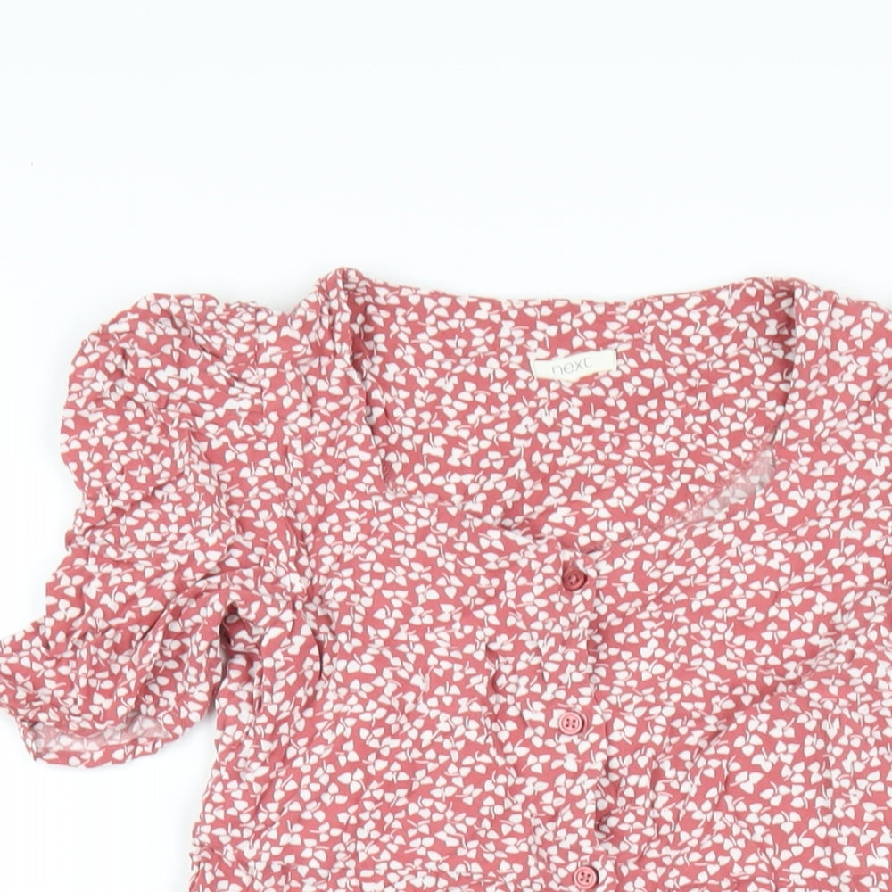 NEXT Girls Pink Geometric Vinyl A-Line Size 11 Years Scoop Neck Button