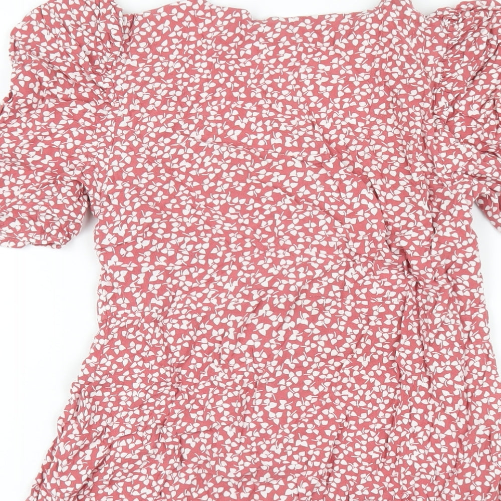 NEXT Girls Pink Geometric Vinyl A-Line Size 11 Years Scoop Neck Button