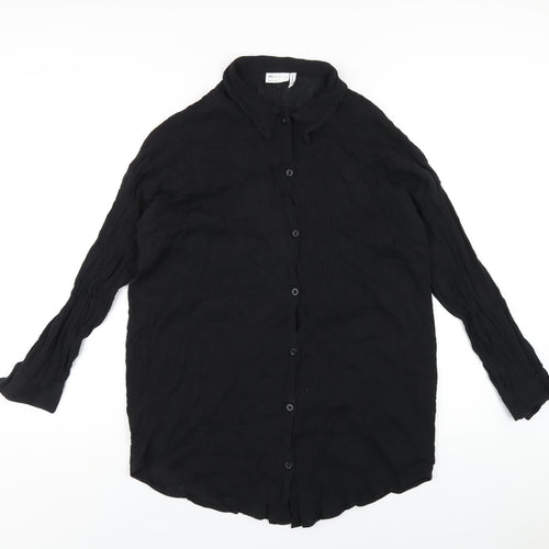 ASOS Womens Black Cotton Basic Button-Up Size 10 Collared