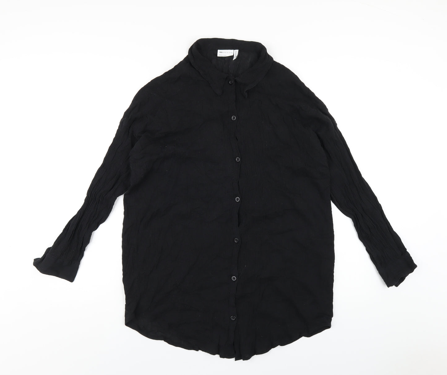 ASOS Womens Black Cotton Basic Button-Up Size 10 Collared