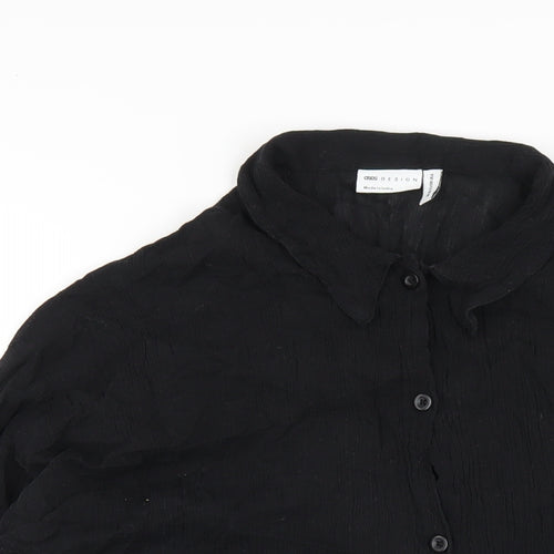 ASOS Womens Black Cotton Basic Button-Up Size 10 Collared