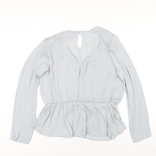 Marks and Spencer Womens Grey Polyester Basic Blouse Size 16 V-Neck