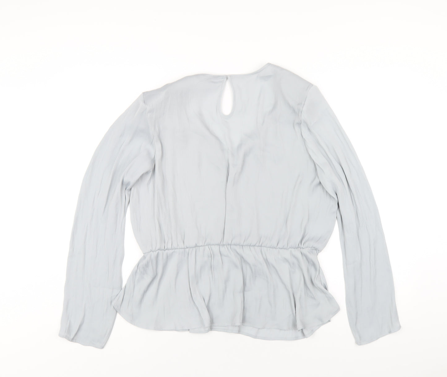 Marks and Spencer Womens Grey Polyester Basic Blouse Size 16 V-Neck