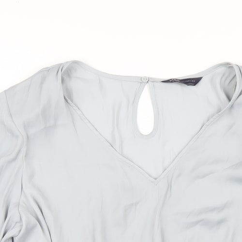 Marks and Spencer Womens Grey Polyester Basic Blouse Size 16 V-Neck