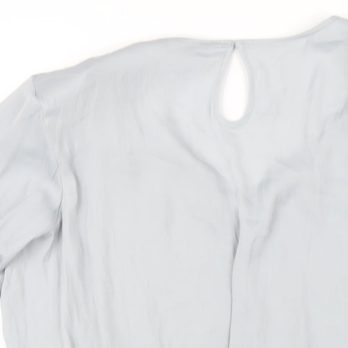 Marks and Spencer Womens Grey Polyester Basic Blouse Size 16 V-Neck