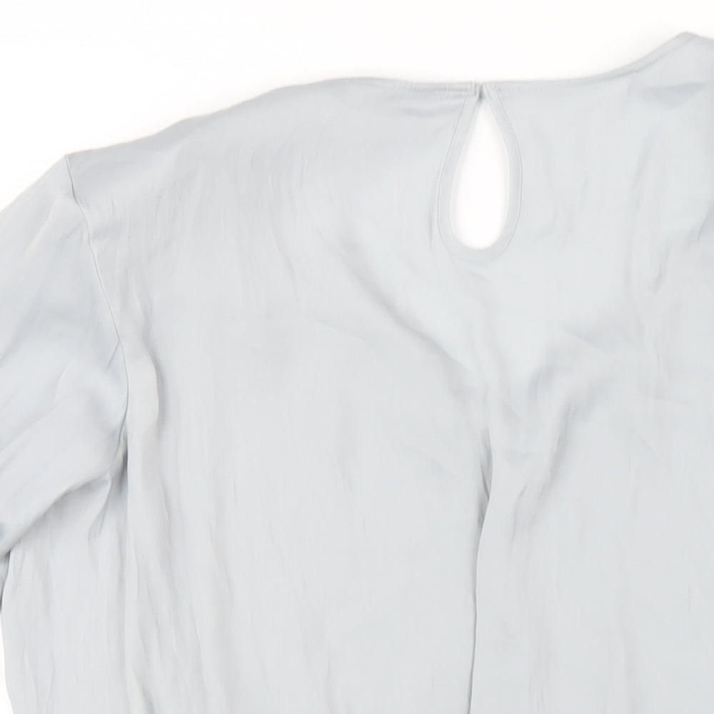 Marks and Spencer Womens Grey Polyester Basic Blouse Size 16 V-Neck