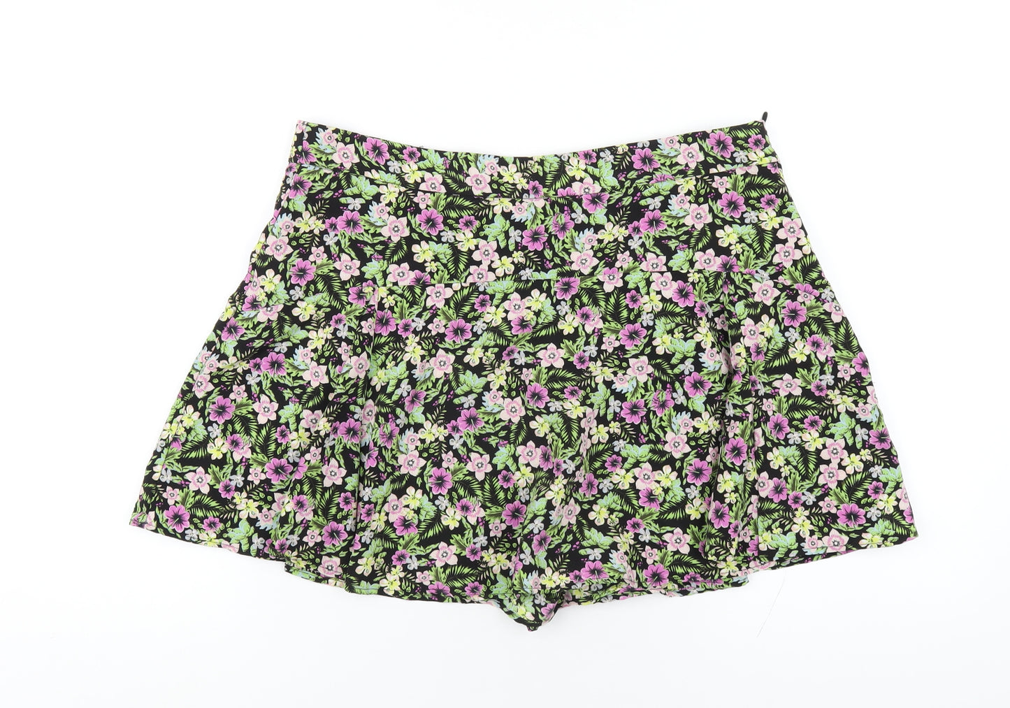 Zara Womens Multicoloured Floral Polyester Skort Skirt Size XL Zip