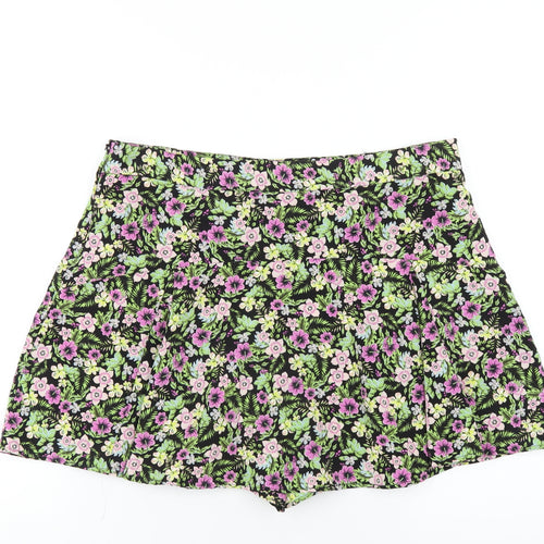 Zara Womens Multicoloured Floral Polyester Skort Skirt Size XL Zip