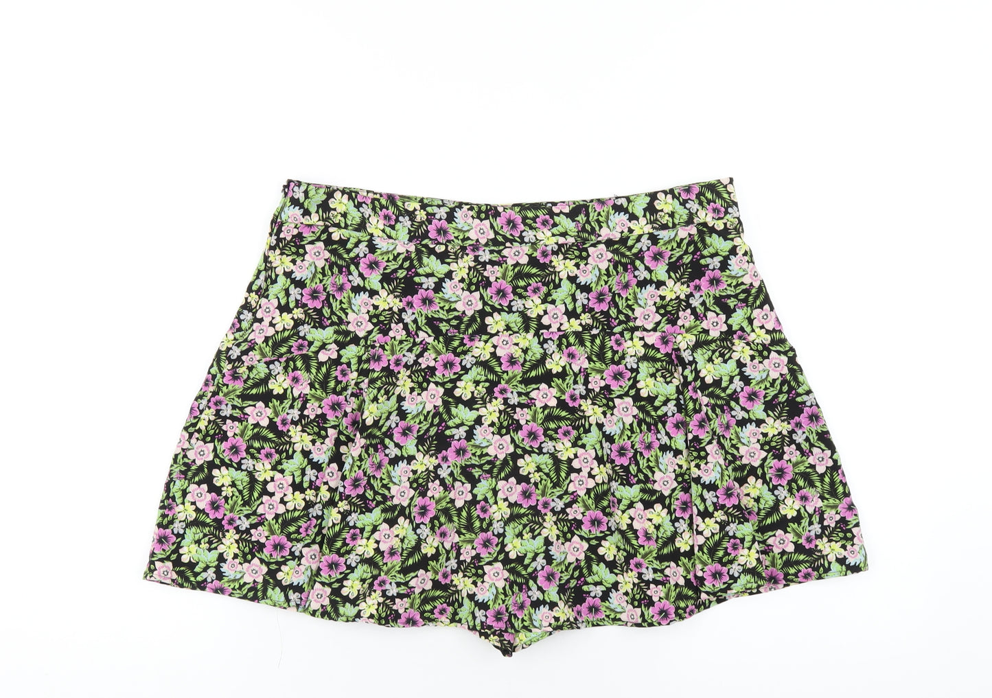 Zara Womens Multicoloured Floral Polyester Skort Skirt Size XL Zip