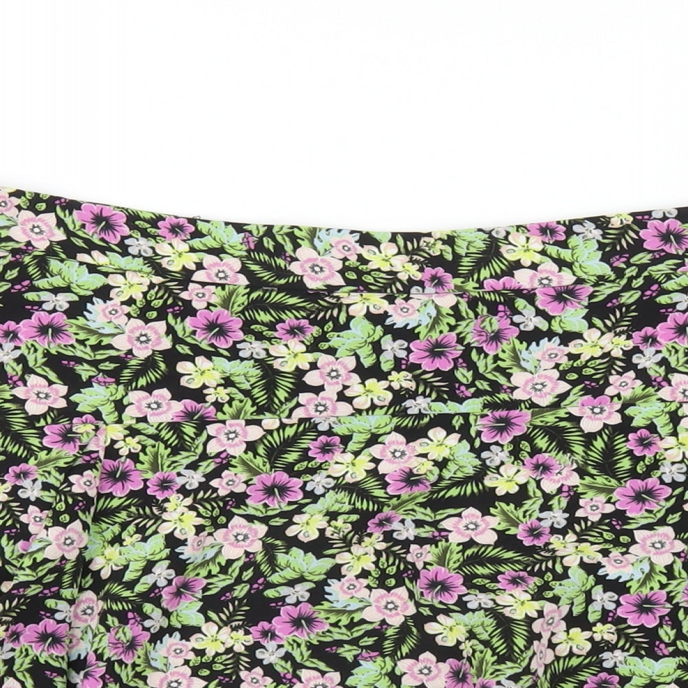 Zara Womens Multicoloured Floral Polyester Skort Skirt Size XL Zip