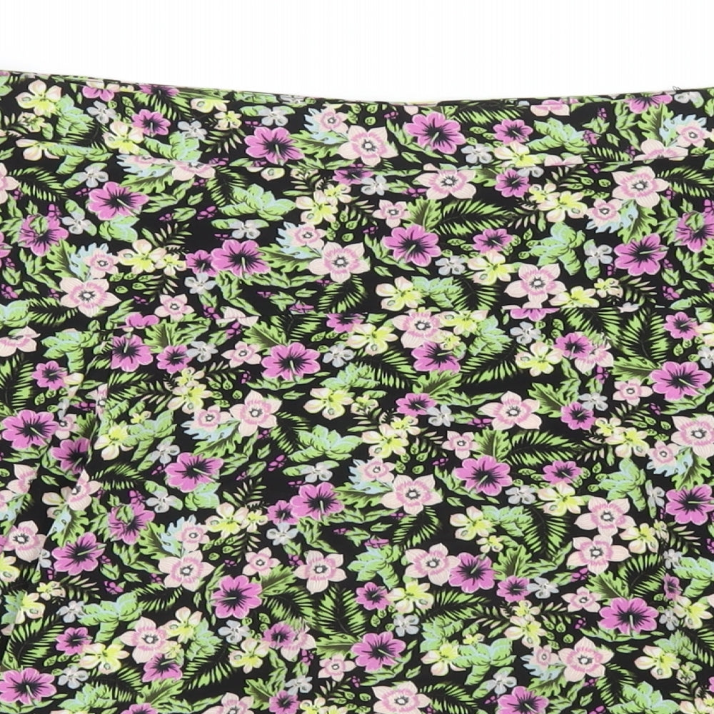Zara Womens Multicoloured Floral Polyester Skort Skirt Size XL Zip