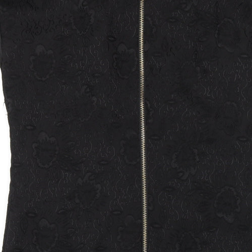 Exhibit Womens Black Polyester A-Line Size 14 Scoop Neck Zip - Beaded Neckline