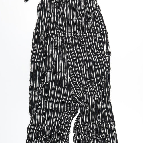 Miss Selfridge Womens Black Striped Viscose Jumpsuit One-Piece Size 8 L20 in Pullover