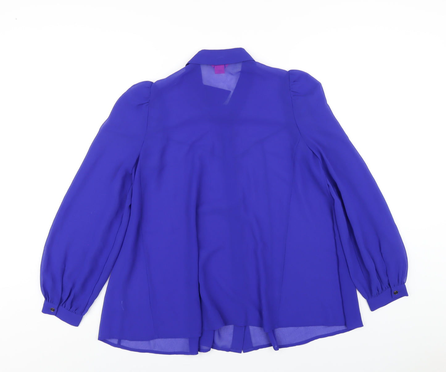 Monsoon Womens Blue Polyester Basic Button-Up Size 8 Collared