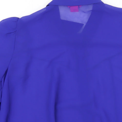 Monsoon Womens Blue Polyester Basic Button-Up Size 8 Collared