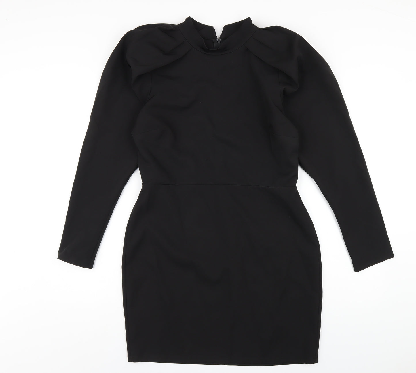 ASOS Womens Black Polyester A-Line Size 12 Mock Neck Zip