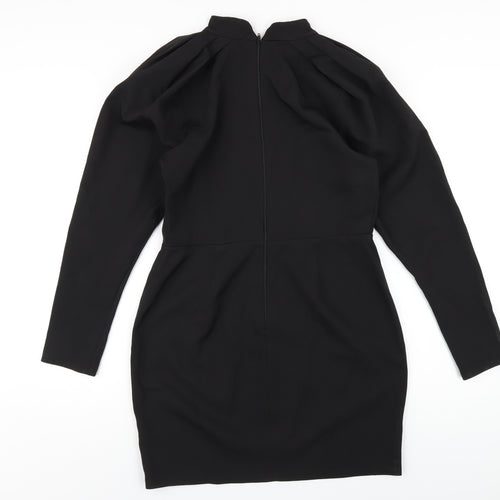 ASOS Womens Black Polyester A-Line Size 12 Mock Neck Zip