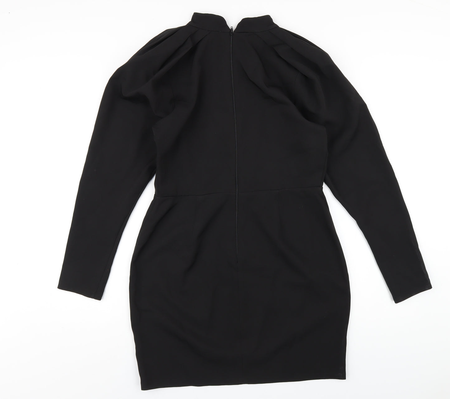 ASOS Womens Black Polyester A-Line Size 12 Mock Neck Zip