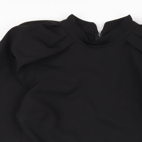 ASOS Womens Black Polyester A-Line Size 12 Mock Neck Zip