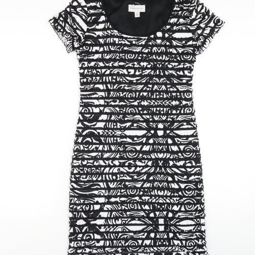 Ronni Nicole Womens Black Geometric Polyester Bodycon Size 8 Round Neck Pullover