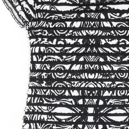 Ronni Nicole Womens Black Geometric Polyester Bodycon Size 8 Round Neck Pullover