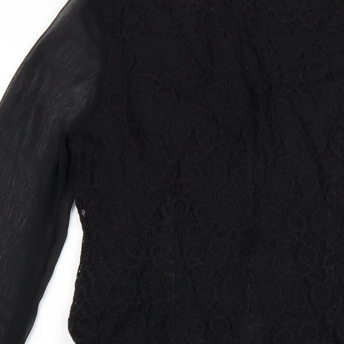 Wallis Womens Black Cotton A-Line Size 8 Round Neck Zip