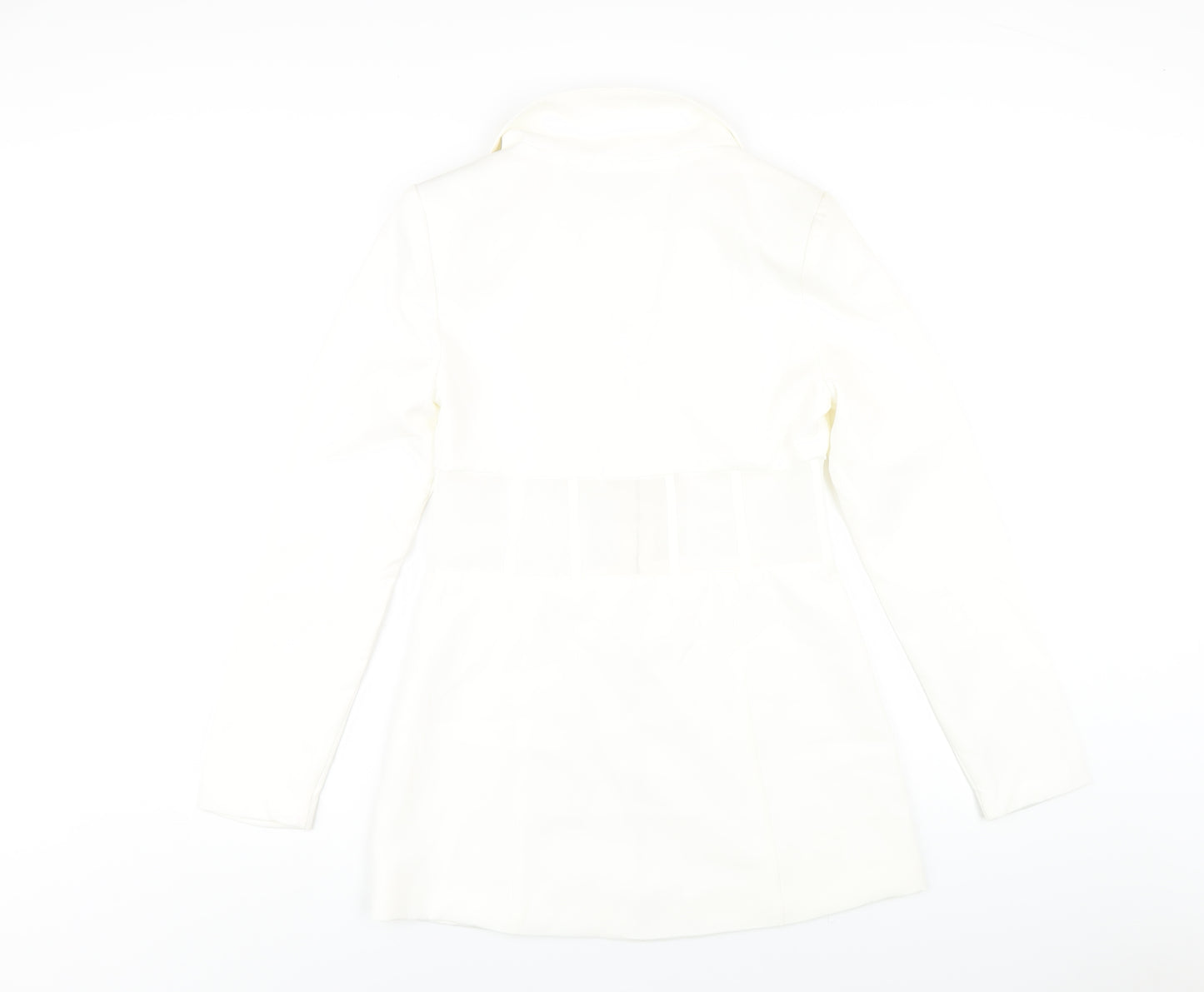 In the Style Womens White Polyester Jacket Dress Size 10 Collared Hook & Eye