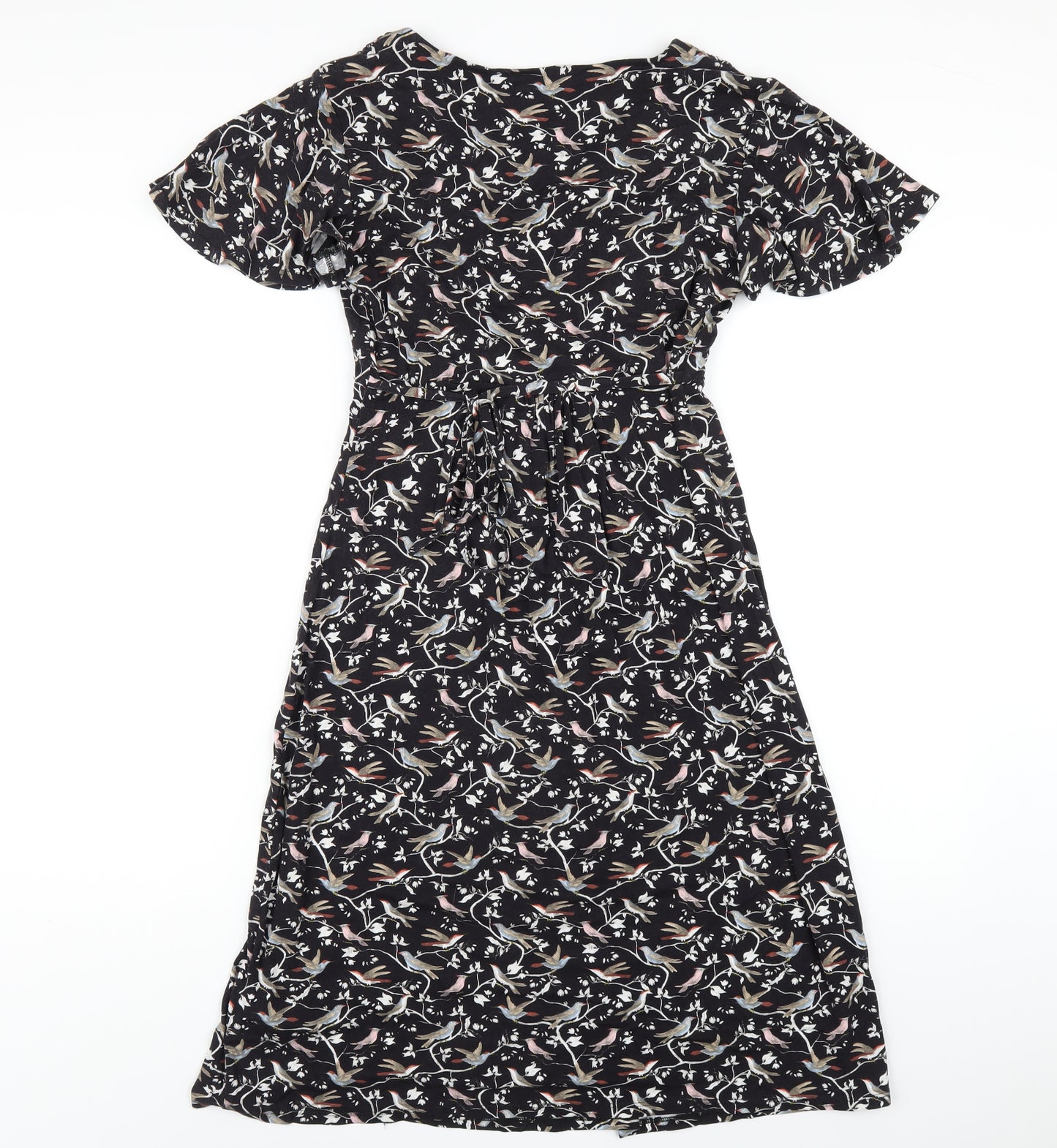 Monsoon Womens Black Geometric Viscose A-Line Size 10 V-Neck Pullover
