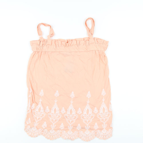Select Womens Pink Cotton Camisole T-Shirt Size 8 Square Neck