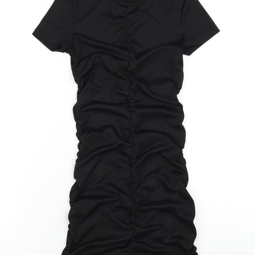 H&M Womens Black Polyester Bodycon Size S Round Neck Pullover