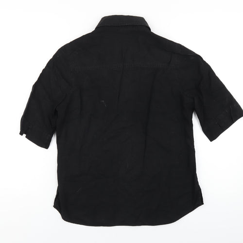 Marks and Spencer Womens Black Lyocell Basic Button-Up Size 10 Collared