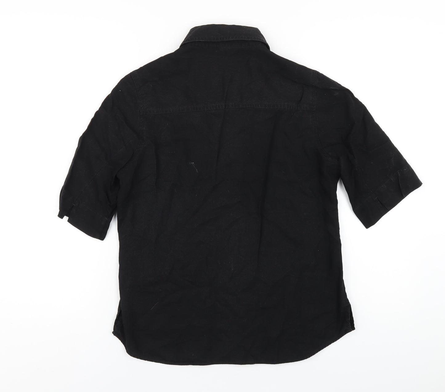Marks and Spencer Womens Black Lyocell Basic Button-Up Size 10 Collared
