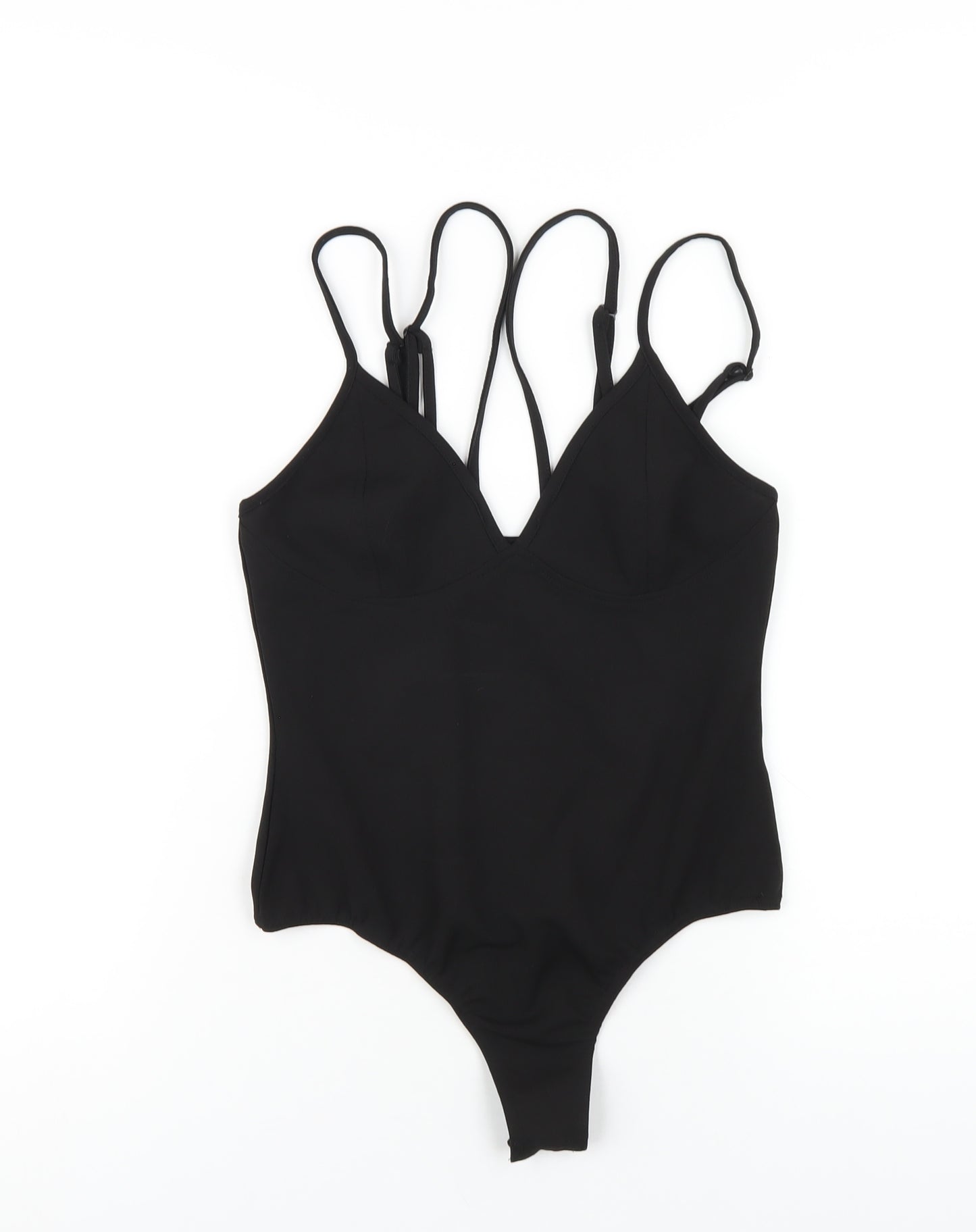 Missguided Womens Black Polyester Bodysuit One-Piece Size 8 Snap