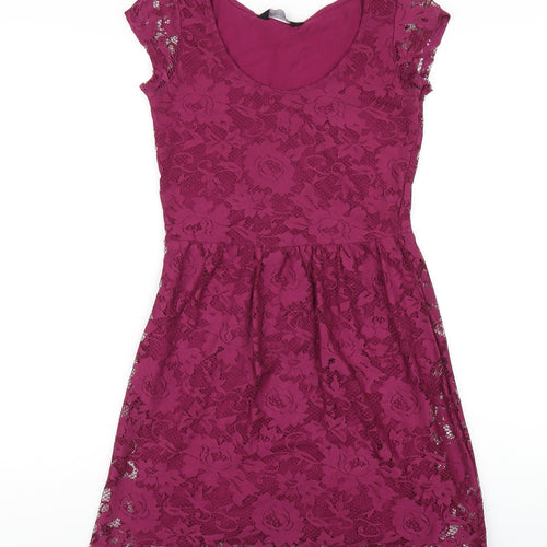 Dorothy Perkins Womens Purple Polyester A-Line Size 6 Round Neck Pullover