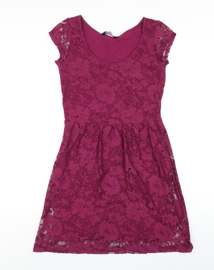 Dorothy Perkins Womens Purple Polyester A-Line Size 6 Round Neck Pullover