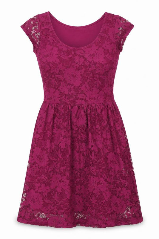 Front view of Dorothy Perkins women’s purple polyester a-line, size UK 6, round neck pullover