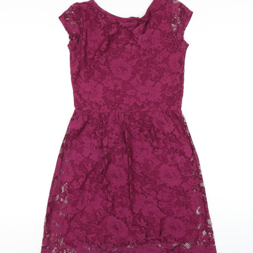 Dorothy Perkins Womens Purple Polyester A-Line Size 6 Round Neck Pullover