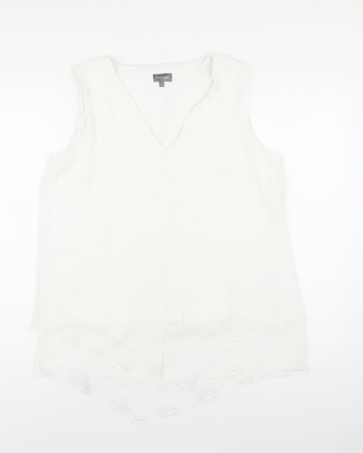 Phase Eight Womens White Polyester Basic Tank Size 14 V-Neck
