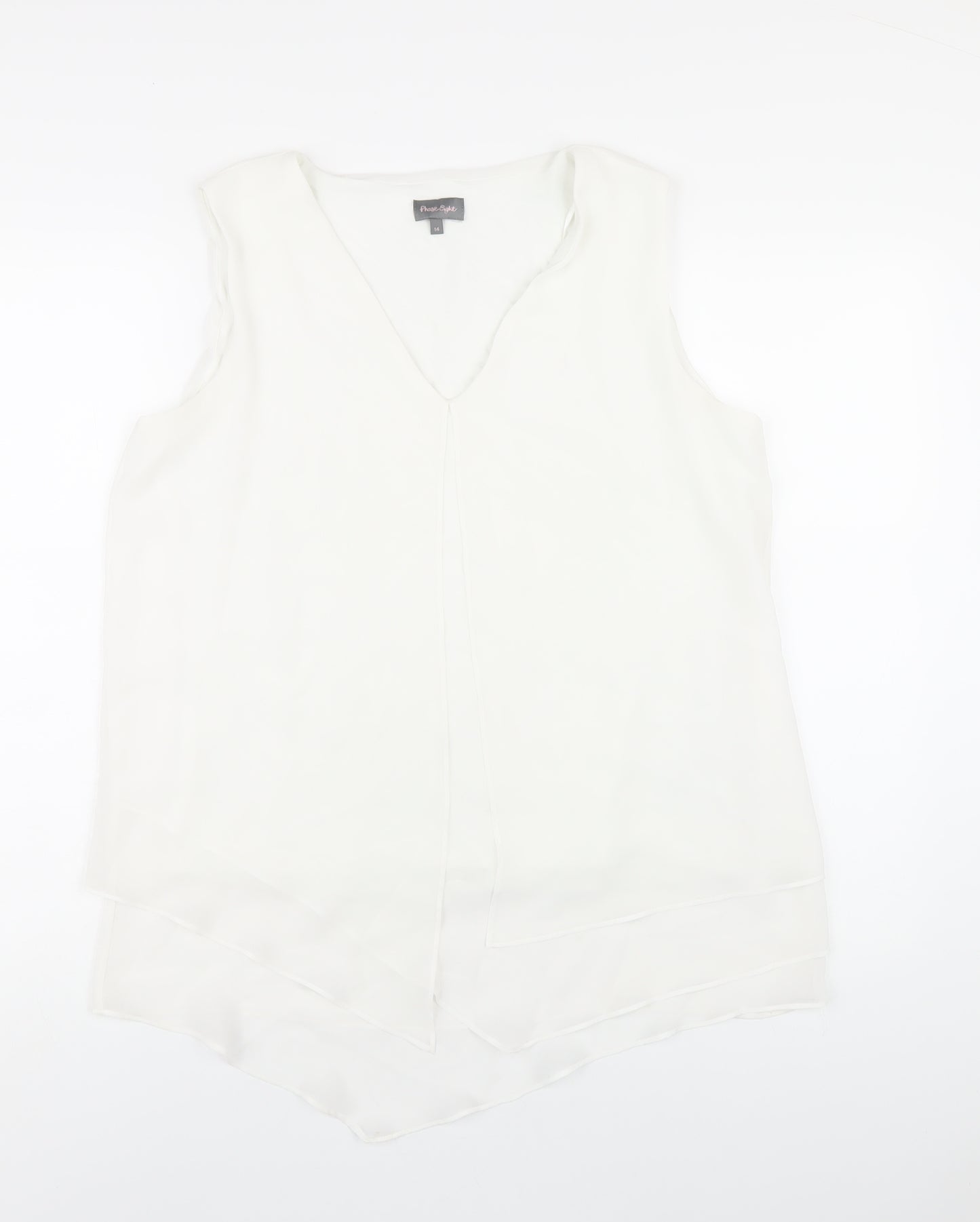 Phase Eight Womens White Polyester Basic Tank Size 14 V-Neck