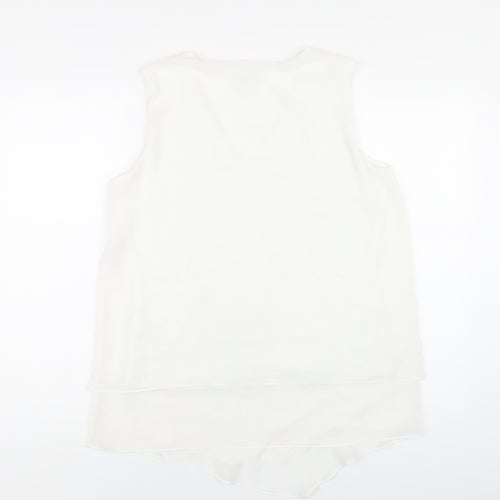 Phase Eight Womens White Polyester Basic Tank Size 14 V-Neck