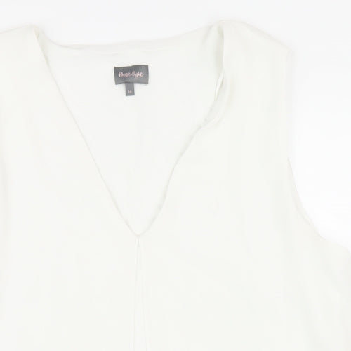 Phase Eight Womens White Polyester Basic Tank Size 14 V-Neck