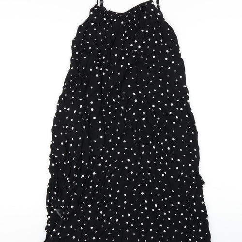 Marks and Spencer Womens Black Polka Dot Viscose A-Line Size 8 Round Neck Pullover