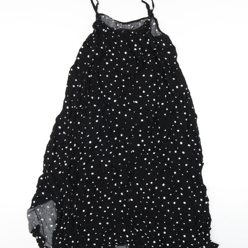 Marks and Spencer Womens Black Polka Dot Viscose A-Line Size 8 Round Neck Pullover