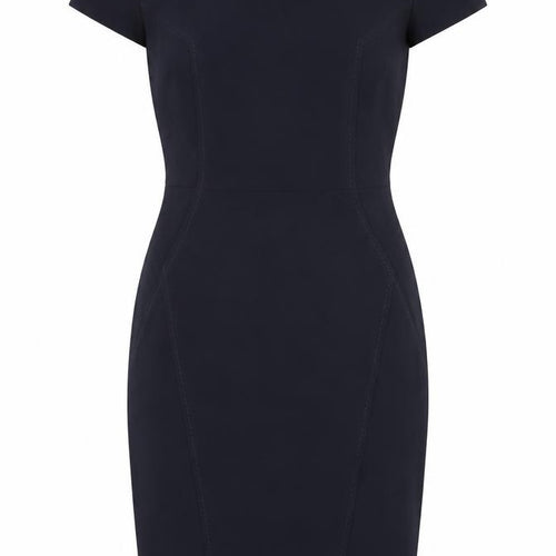 Dunnes Stores Womens Blue Polyester Pencil Dress Size 8 Scoop Neck Zip