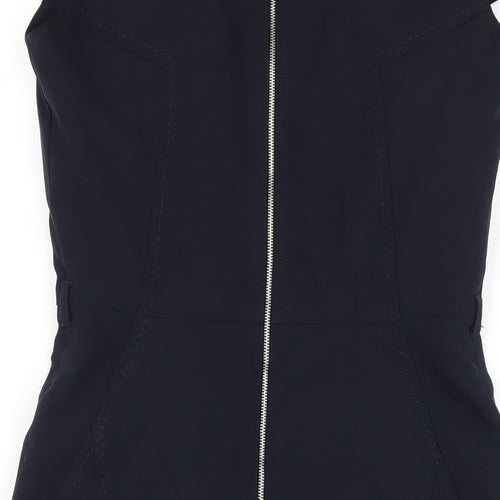 Dunnes Stores Womens Blue Polyester Pencil Dress Size 8 Scoop Neck Zip