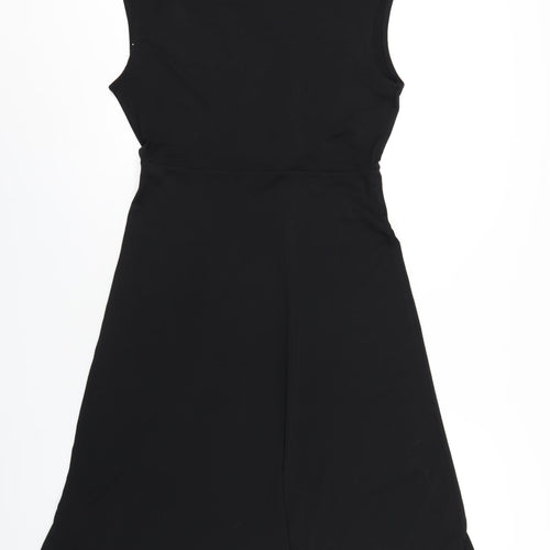 H&M Womens Black Polyester A-Line Size M V-Neck Pullover