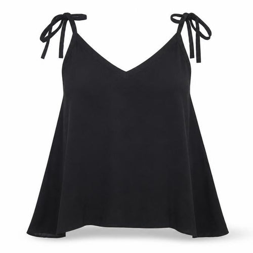 Zara Womens Black Polyester Camisole T-Shirt Size S V-Neck