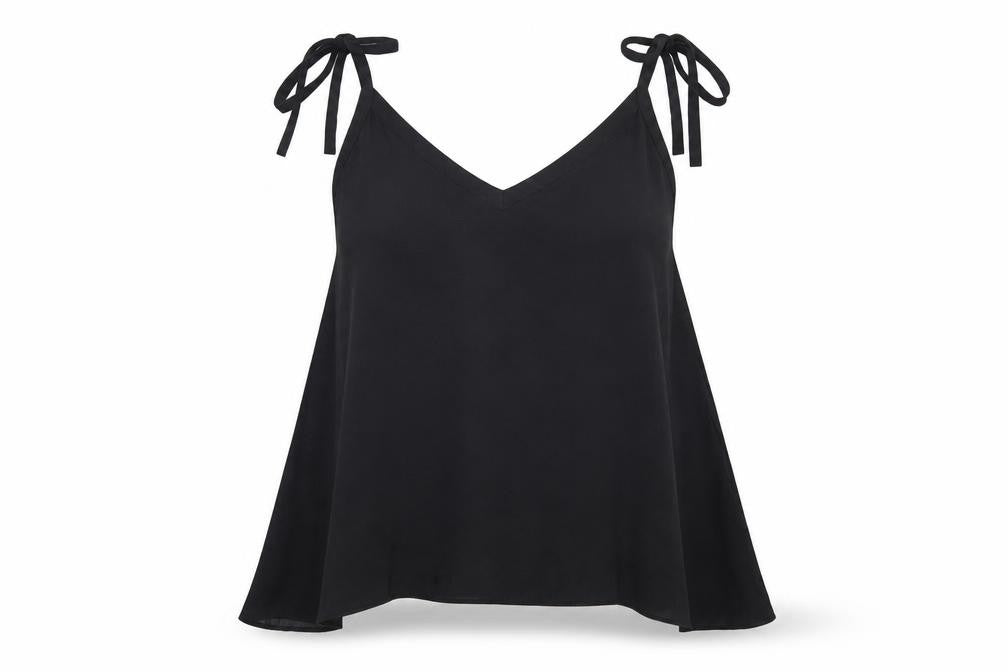 Zara Womens Black Polyester Camisole T-Shirt Size S V-Neck